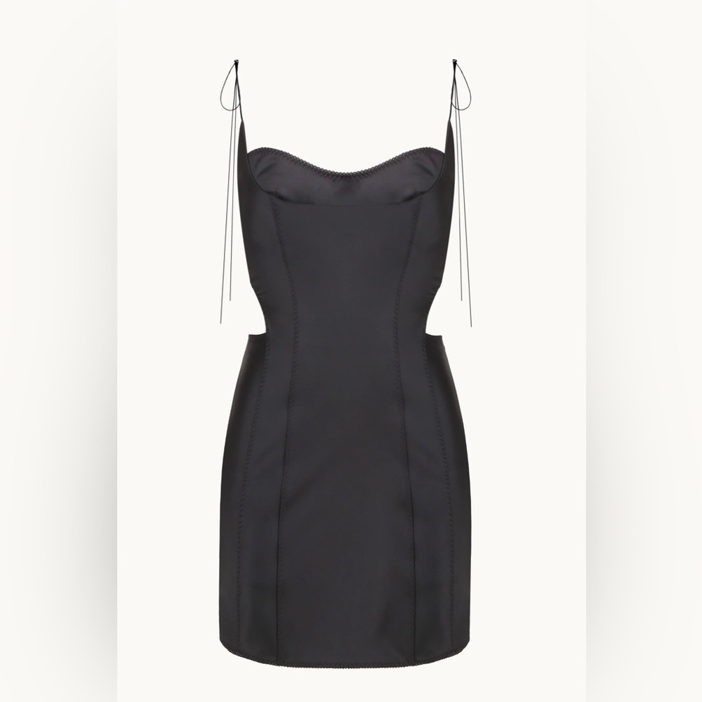 Anna October Vivienne Mini Dress Black Medium Satin Cutout NWT - Picture 6 of 16
